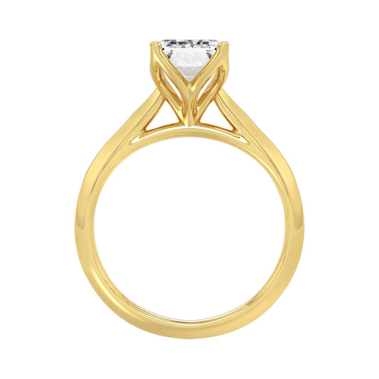 LADIES SOLITAIRE RING 3CT EMERALD DIAMOND 14K YELLOW GOLD (CENTER STONE EMERALD DIAMOND 3CT )
