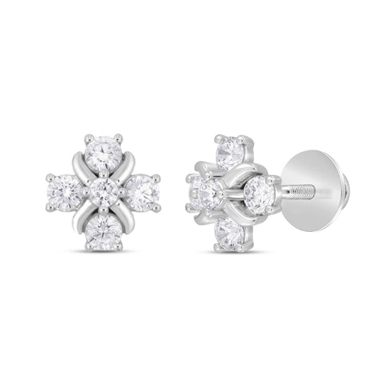 14K WHITE GOLD 1 1/2CT ROUND DIAMOND Men's EARRINGS