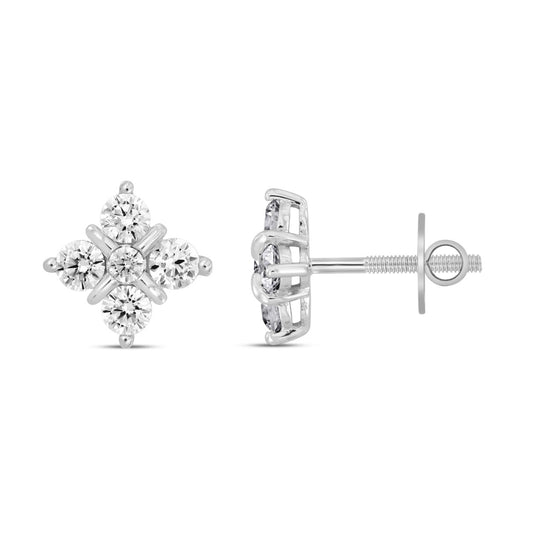 14K WHITE GOLD 1 1/2CT ROUND DIAMOND LADIES EARRINGS