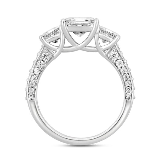 LADIES RING 3CT ROUND/PRINCESS DIAMOND 14K WHITE GOLD (CENTER STONE PRINCESS DIAMOND 1 1/2CT )