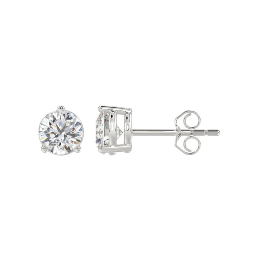 14K WHITE GOLD 2CT ROUND DIAMOND LADIES SOLITAIRE EARRINGS