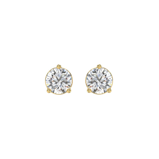 14K YELLOW GOLD 2CT ROUND DIAMOND LADIES SOLITAIRE EARRINGS