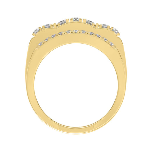 MEN'S RING 2.00CT ROUND DIAMOND 14K YELLOW GOLD