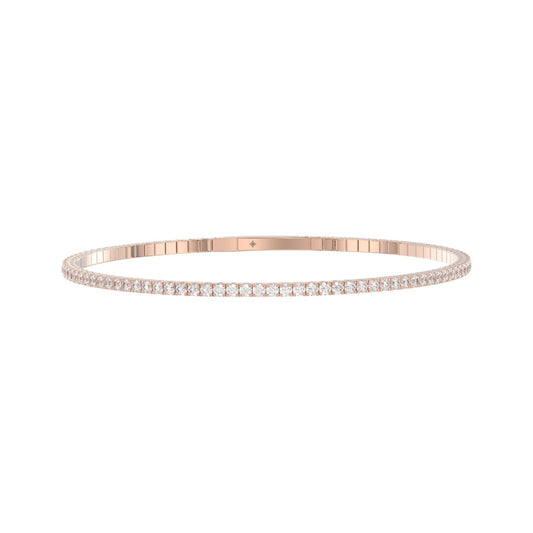 LADIES FLEXIBLE BANGLE 5 1/3CT ROUND DIAMOND 14K ROSE GOLD