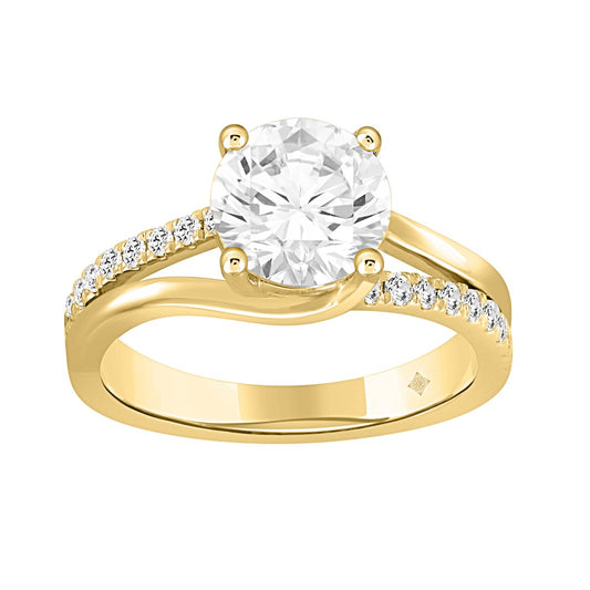 14K YELLOW GOLD 2 1/4CT ROUND DIAMOND LADIES RING (CENTER STONE ROUND DIAMOND 2.00CT)