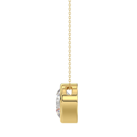 LADIES SOLITAIRE PENDANT 2CT ROUND DIAMOND 14K YELLOW GOLD