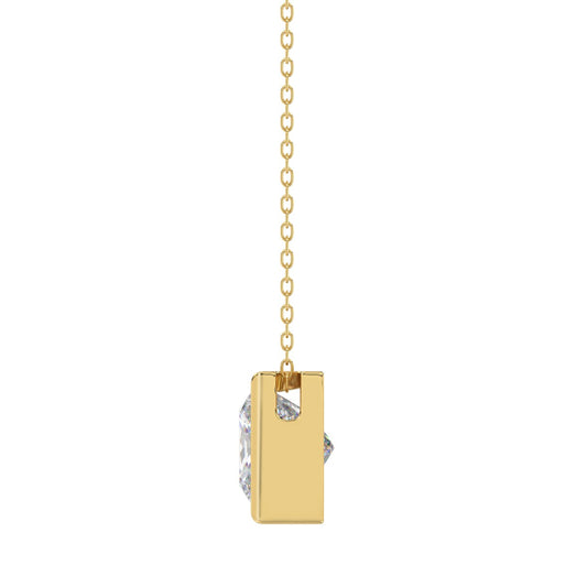 LADIES SOLITAIRE PENDANT 3CT PRINCESS DIAMOND 14K YELLOW GOLD