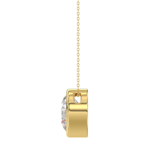 LADIES SOLITAIRE PENDANT 3CT ROUND DIAMOND 14K YELLOW GOLD