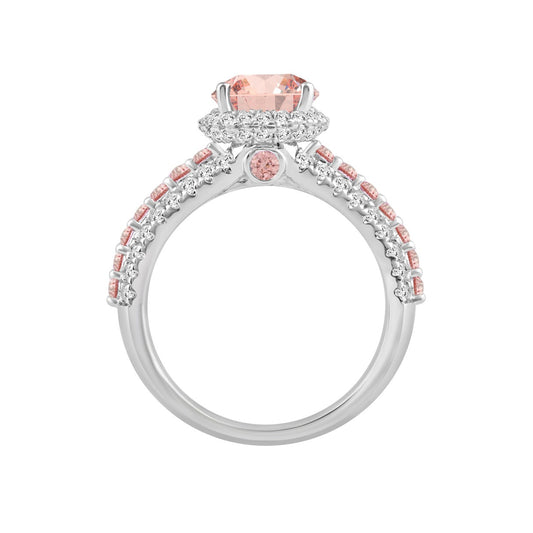ETERNAL BLUSH COLLECTION LADIES RING 3 1/4CT ROUND/PEAR DIAMOND 14K WHITE GOLD (CENTER STONE PINK PEAR DIAMOND 2CT)