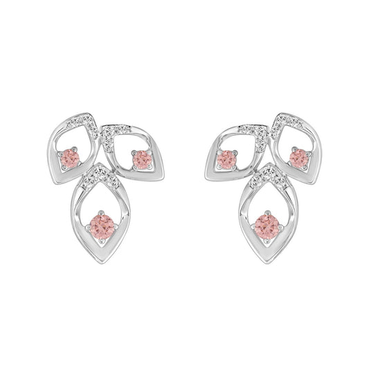 ETERNAL BLUSH COLLECTION LADIES EARRINGS 1/2CT ROUND DIAMOND 14K WHITE GOLD (CENTER STONE PINK ROUND DIAMOND 1/3CT)