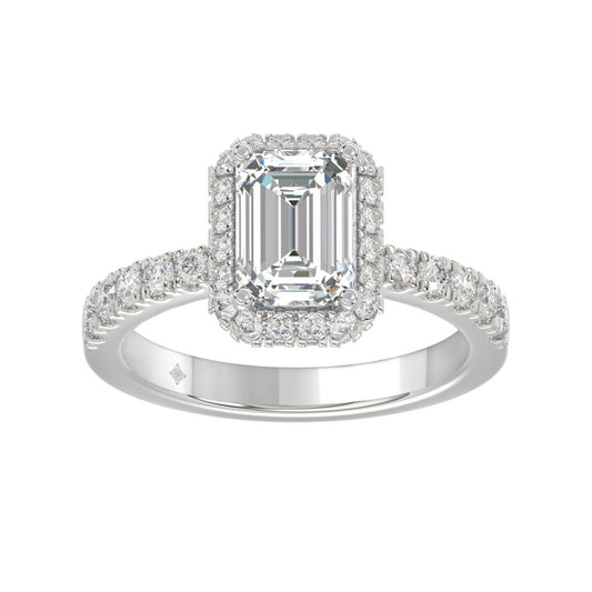 14K WHITE GOLD 4.00CT ROUND/EMERALD DIAMOND LADIES RING (CENTER STONE EMERALD DIAMOND 3.00CT)