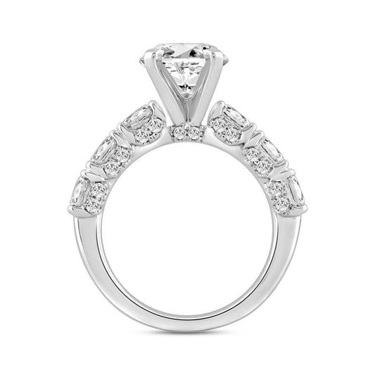 LADIES RING 4 1/2CT ROUND/OVAL DIAMOND 14K WHITE GOLD (CENTER STONE OVAL DIAMOND 3.00CT)