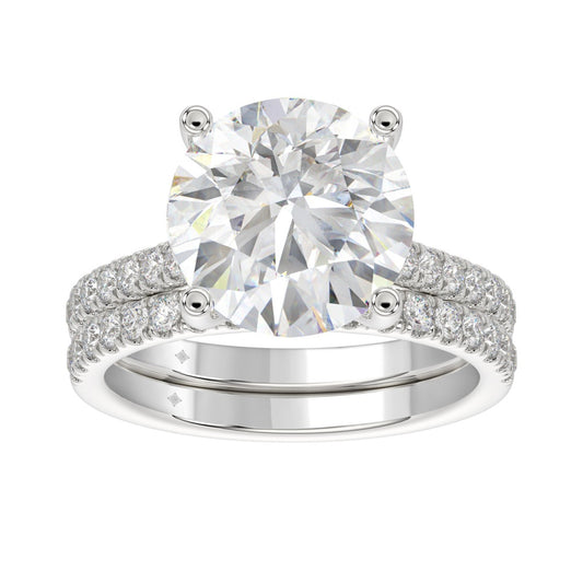LADIES BRIDAL SET 5 1/2CT ROUND DIAMOND 14K WHITE GOLD (CENTER STONE ROUND DIAMOND 5CT )