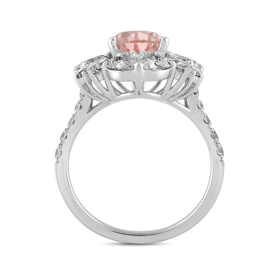 ETERNAL BLUSH COLLECTION 14K WHITE/ROSE GOLD 4 1/2CT ROUND/PEAR/MARQUISE DIAMOND LADIES RING (CENTER STONE PINK PEAR DIAMOND 2.00CT)