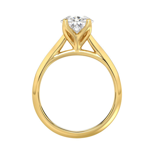 LADIES SOLITAIRE RING 2 1/2CT PEAR DIAMOND 14K YELLOW GOLD