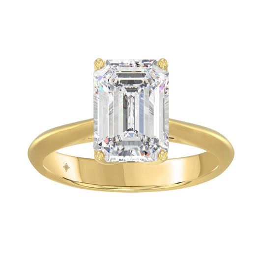LADIES SOLITAIRE RING 4CT EMERALD DIAMOND 14K YELLOW GOLD