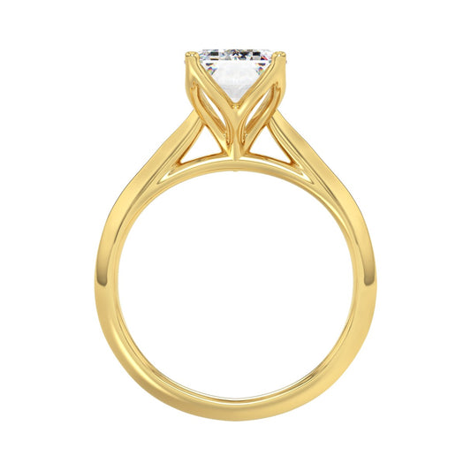 LADIES SOLITAIRE RING 4CT EMERALD DIAMOND 14K YELLOW GOLD