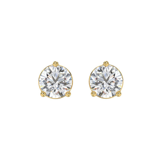 LADIES SOLITAIRE EARRINGS 4CT ROUND DIAMOND 14K YELLOW GOLD (CENTER STONE ROUND DIAMOND 2CT )