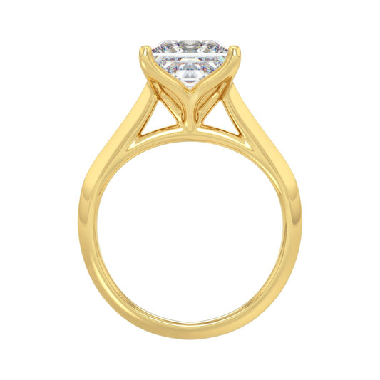 LADIES SOLITAIRE RING 4CT PRINCESS DIAMOND 14K YELLOW GOLD