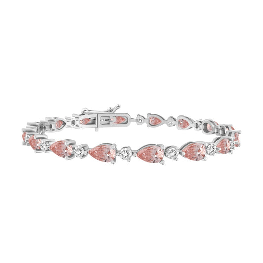 ETERNAL BLUSH COLLECTION LADIES BRACELET 9 1/2CT ROUND/ PINK PEAR DIAMOND 14K WHITE/ROSE GOLD