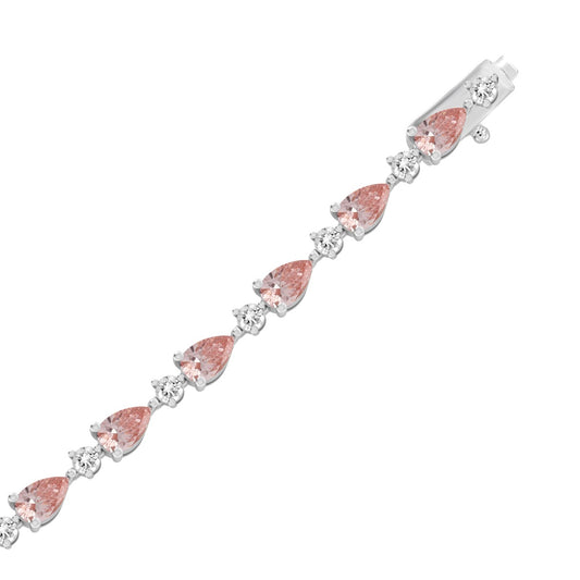 ETERNAL BLUSH COLLECTION LADIES BRACELET 9 1/2CT ROUND/ PINK PEAR DIAMOND 14K WHITE/ROSE GOLD