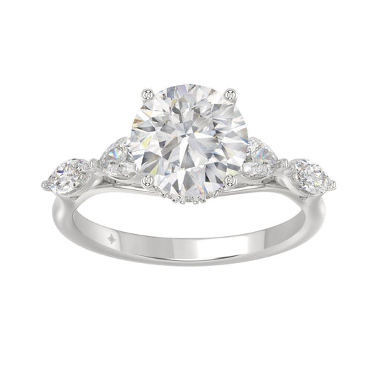 LADIES RING 2 1/2CT ROUND/PEAR/MARQUISE DIAMOND 14K WHITE GOLD (CENTER STONE ROUND DIAMOND 2.00CT)