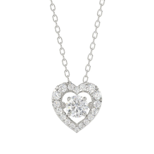 LADIES DANCING DIAMOND PENDANT WITH CHAIN 3/4CT ROUND DIAMOND 14K WHITE GOLD (CENTER STONE ROUND DIAMOND 1/2CT)