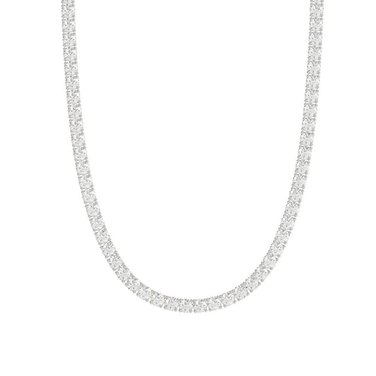 14K WHITE GOLD 7 3/4CT 18" ROUND DIAMOND LADIES TENNIS NECKLACE