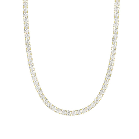 14K YELLOW GOLD 7 3/4CT 18" ROUND DIAMOND LADIES TENNIS NECKLACE