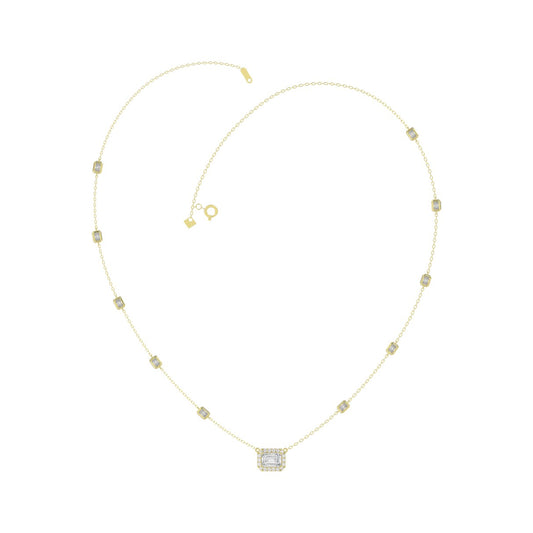 14K YELLOW GOLD 2 1/4CT ROUND/EMERALD DIAMOND LADIES NECKLACE