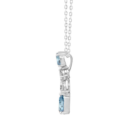 14K WHITE GOLD 2.00CT PEAR/OVAL DIAMOND LADIES PENDANT WITH CHAIN (PEAR BLUE 1.00CT/OVAL DIAMOND 1/2CT)