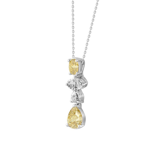 14K WHITE/YELLOW GOLD 2.00CT PEAR/OVAL DIAMOND LADIES PENDANT WITH CHAIN (PEAR PINK 1.00CT/OVAL DIAMOND 1/2CT)