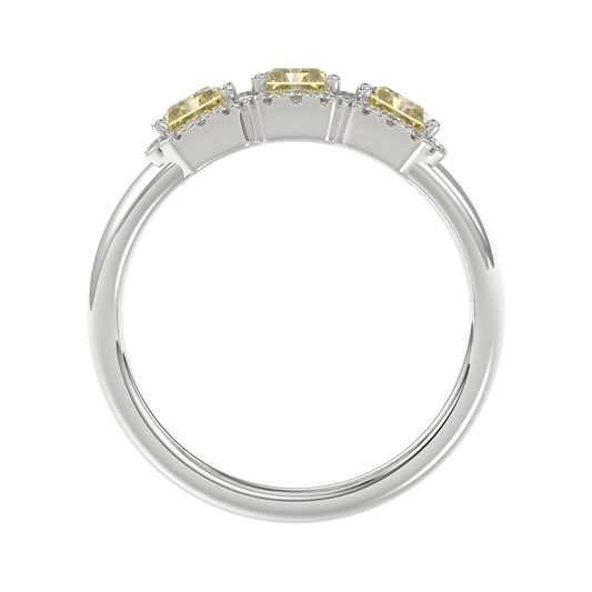 14K WHITE GOLD 1 3/4CT ROUND/RADIANT YELLOW DIAMOND LADIES RING