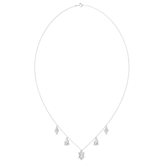 14K WHITE GOLD 3 1/2CT PEAR/HEXAGON/LOZENGE DIAMOND LADIES NECKLACE