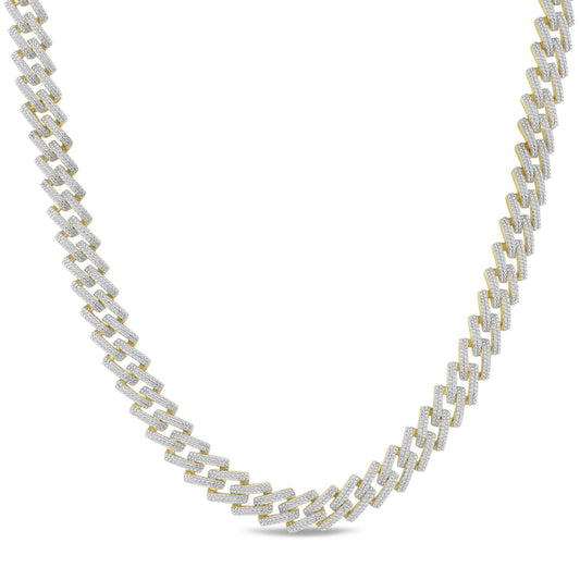 14K YELLOW GOLD 4.00CT ROUND DIAMOND MEN'S NECKLACE