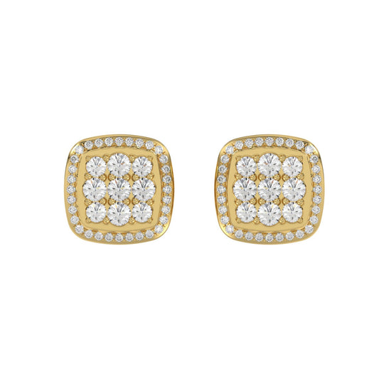 10K YELLOW GOLD 3/4CT ROUND DIAMOND LADIES EARRINGS