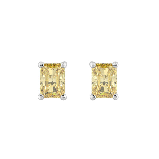 14K WHITE GOLD 1.00CT YELLOW RADIANT DIAMOND LADIES EARRINGS