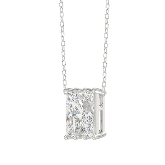 14K White Gold Diamond Initial āNā Pendant 1 1/2CT Fancy Cut Ladies Alphabet Charm with Chain