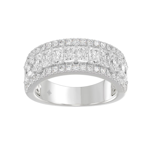 Ladies 14K White Gold Ladies Band 2 1/4CT Featuring Round & Radiant Cut Diamonds