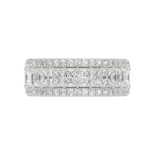 Ladies 14K White Gold Ladies Band 2 1/4CT Featuring Round & Radiant Cut Diamonds