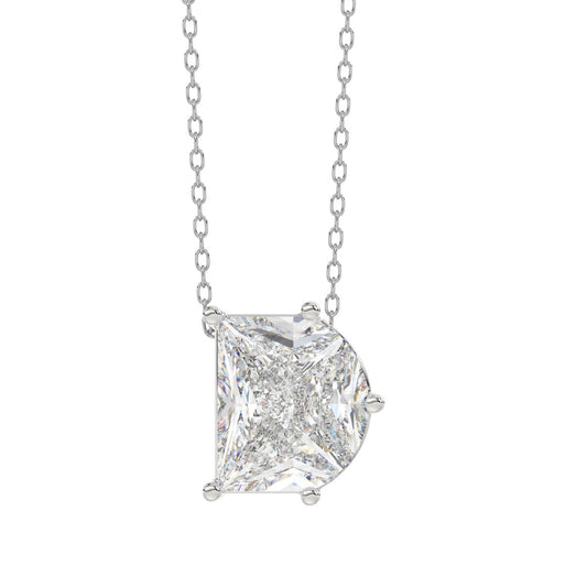 10K White Gold Diamond Initial āDā Pendant 2 1/3CT Fancy Cut Ladies Alphabet Charm with Chain