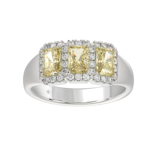 14K WHITE GOLD 1 1/2CT ROUND/YELLOW RADIANT DIAMOND LADIES RING