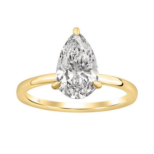 14K YELLOW GOLD 2.00CT PEAR/ROUND DIAMOND LADIES RING (CENTER STONE PEAR DIAMOND 2CT)