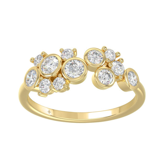 Classic 10K Yellow Gold Round Lab Grown Diamond Ladies Fashion Ring 3/4Ct (Color F-G -Clarity Vs1/Vs2)