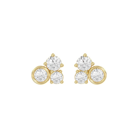 Classic 10K Yellow Gold Round Lab Grown Diamond Ladies Fashion Earring 3/4Ct (Color F-G -Clarity Vs1/Vs2)