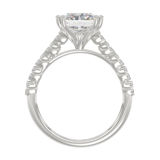 Ladies 14K White Gold Ladies Elegance- Bridal Set 3 1/3CT Round & Radiant Diamond 3.00CT Radiant Center stone (Color F-G -Clarity VS1/VS2)