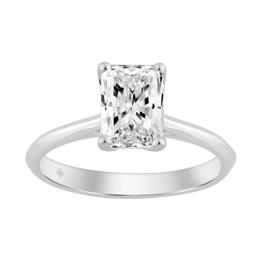 14K WHITE GOLD 1 1/2CT RADIANT DIAMOND LADIES SOLITAIRE RING