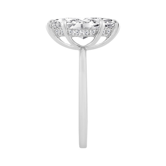 14K WHITE GOLD 2.00CT MARQUISE/ROUND DIAMOND LADIES RING (CENTER STONE MARQUISE DIAMOND 2.00CT)