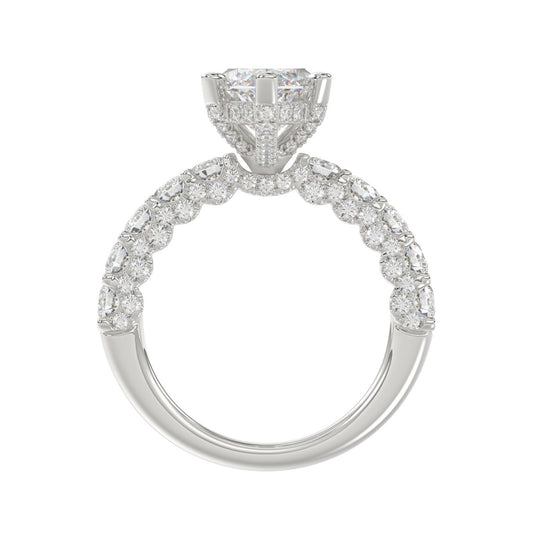 14K White Gold 5 1/2Ct Marquise Cut & Round Diamond Engagement Ring Women Bridal Wedding Ring 4Ct Marquise Center Stone (Color F-G -Clarity Vs1/Vs2)