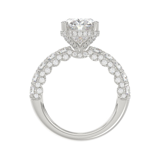 14K White Gold 5 1/2Ct Oval & Round Diamond Engagement Ring Women Bridal Wedding Ring 4Ct Oval Center Stone (Color F-G -Clarity Vs1/Vs2)